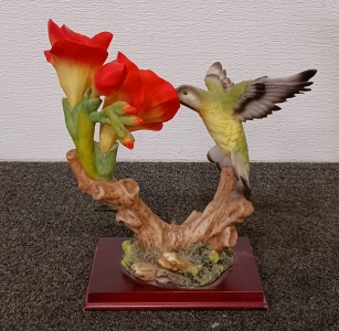 11.5" H Hummingbird with Flowers Statue