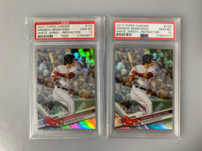 (2)Graded 2017 Topps Chrome Andrew Benintendi Baseball Cards