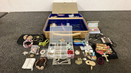 Case Of Assorted Costume Jewelry And Keepsakes