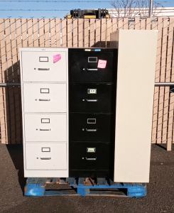 Pallet with (3) Metal File Cabinets