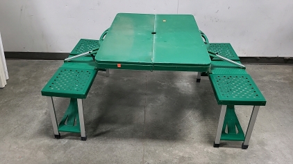 Green Folding Table with Fold Out Chairs