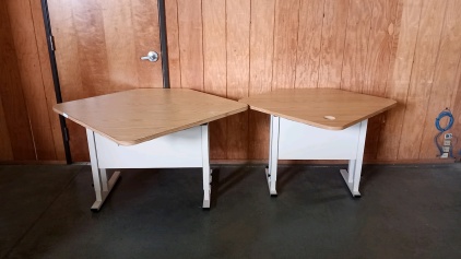 (2) Metal-Framed Office Tables