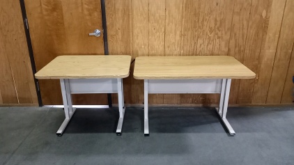 (2) Metal-Framed Office Tables