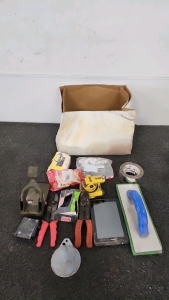 Box Of Assorted Hardware Supplies & Tools