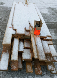 Bunk of Assorted Building Lumber, Box of Hangers