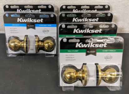 6 New Kwikset Interior Doorknob Assemblies