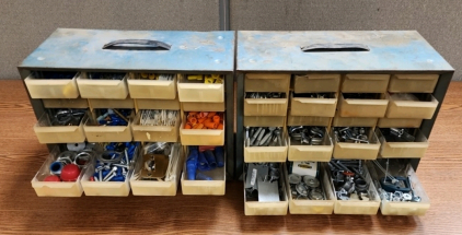 2 Vintage Tool Boxes W/ Assorted Hardware Supplies