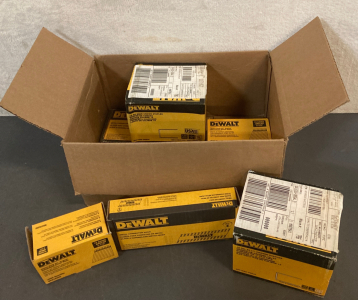 Box of DeWalt galvanized nails/ staples