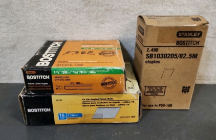 3 Box Of Assorted Bostitch Hardware Supplies