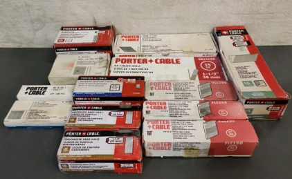 Assorted Porter Cable Boxes Of Nails & Staples