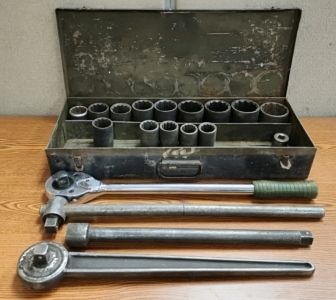 Vintage Tool Box w/ Assorted Tools & Sockets