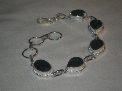 Blue Green Stone Bracelet, 6.5 to 8"