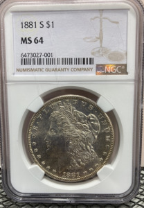 NGC MS64 1881 S Morgan Silver Dollar