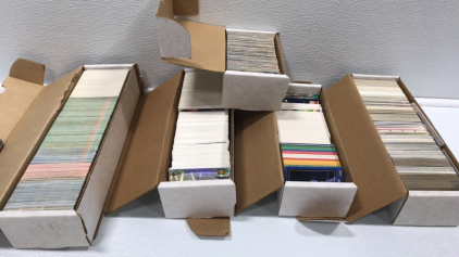 (3.5) Boxes of 90s Baseball Cards, (1) Box of 90s Hockey/Basketball/Football Cards