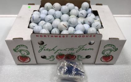 Large Variety of Golf Balls w/ Tees