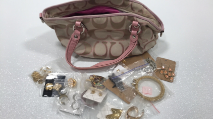 Coach Purse w/ (86) Pairs of Earrings