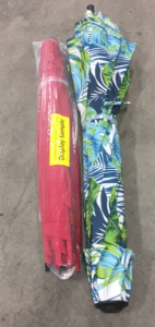 (1) Floral Pattern Patio Umbrella (1) Red Patio Umbrella