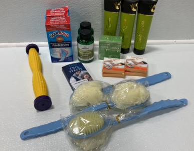 Gold Bond Pain Relieving Foor Cream, Fengreek Seed, Green Mask Stick, Magnetic Nose Clips, Foot/ Hand Roller, CPAP Strap And Bath Brushes