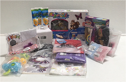 (1) Magic Gelz Mold Set (1) Joyin Dragon Bubble Machine (1) Beyond Dough On-The-Go Set (1) Adventure Time Blanket Flannel