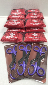 (14) Small First Aid Kits, (3) Pair of Trauma Shears