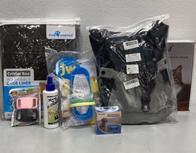 (1) Paw Inspired Critter Box Washable Cage Liner, (1) Mane n&rsquo; Tail Olive Oil Complex, (1)Woof Held Rechargeable No Bark Collar, and more