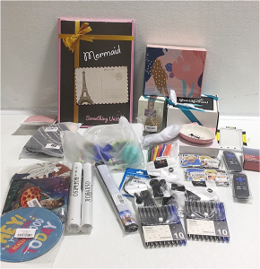 (1) Something Unicorn Wall Hanging (1) Geollier Scented Candle (1) Best Grandfather Gift Set (1) Aesthetic Wall Collage Kit (20) Vitoler Gel pens (1) Levalier Portable Microphones (6) Ace2Ace Puppy Chew Toys (1) 59” x 79” Sun And Moon Tapestry and more!