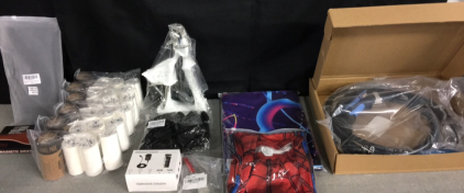 Universal Charging Cable Adapter, Portable Wipes, Statue, Spider-Man Shirt, Welding Gun and Hose Assembly