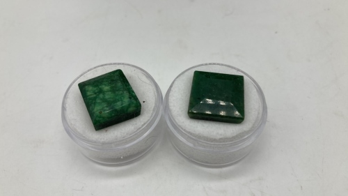 (2) Emerald Gemstones