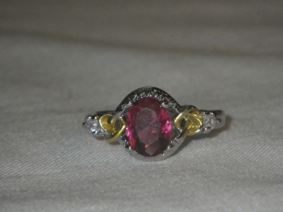 Silver Tone Gemstone Ring Size 6