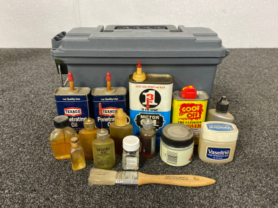 Ammo Box With Gun Cleaning Supplies/ Oils
