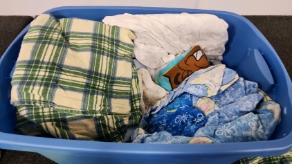 Bin Of Assorted Blankets/Sheets