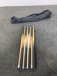 Bag of pool sticks