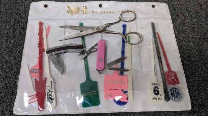 Lamp, Leather Case w/New Makeup Accessories, Calculator, More
