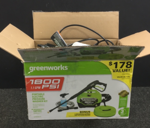 Green works 1800PSI 1.1 GPM Portable Electric Pressure Washer