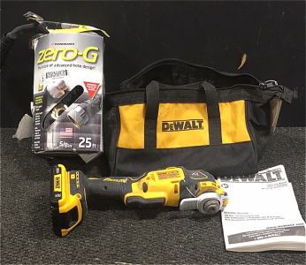 (1) DeWalt XR 20v Cordless Oscillating Multi tool with Battery and Bag (1) Teknor Apex Zero-G 25’ Garden Hose