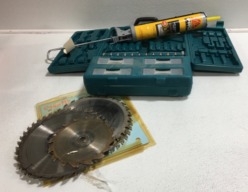 Tool box/ saw blades / sockets