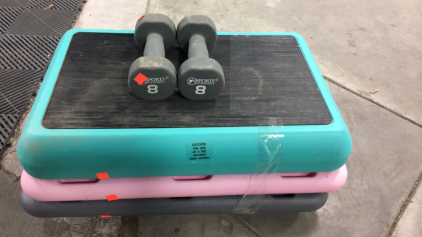 3 Step Excercise Arobucs Block (2) 8Lbs. Dumbells