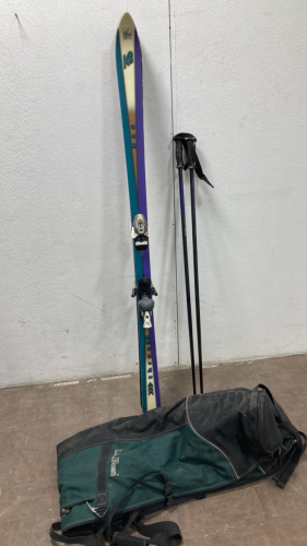 Three 68 K2 Skis With Poles And L.L. Bean Carrying Bag