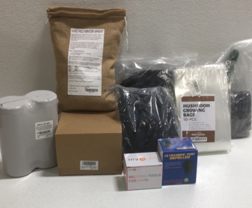 (1) 50-pcs Mushroom Growing Bags (1) 5lbs Hard Red Winter Wheat (1) Clean Water Filter Kit (1) Ultrasonic Pest Repeller (2) No Kink Expandable Garden Hose (1) Round Umbrella Base Weight (1) 2-pack Cleaning Wipes w/ Microfiber Towel (1) Weeding Tools for V