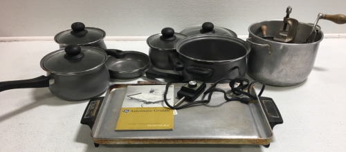 pot and pan set, griddle, mixing bowl