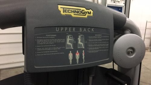 (1) TechnoGym Upper Back Weight Machine