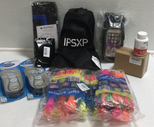 (1) IPSXP Cycling Knee and Elbow Pads (1) Bike Front Bag (1) Light up Roller Blade Wheel (1) Navaris Solar Shower