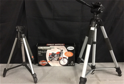 Harley Davidson Plastic Model and two camera stands