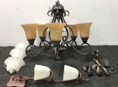 Chandelier and wall sconces and more