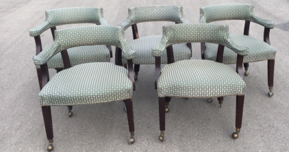 (5) plush rolling dining chairs