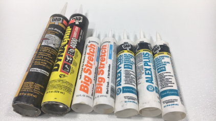 Dap All Purpose Construction Adhesive, Dap DynaGrip,(3) Dap ALEX Plus for Paint Projects, (2) Sashco Big Stretch Elastic Sealant