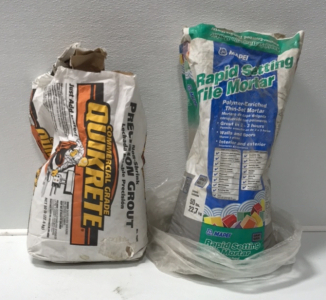 (1) Partial 50lb Bag Quikrete Precision Grout (1) Partial 50lb Bag Mapei Rapid Setting Tile Mortar