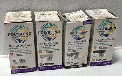 (4) PolyBlend Non-Sanded Grout Partial Boxes of 10lbs Various Colors