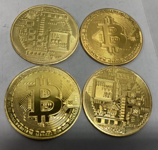 (4) Commemorative Bit Coins Gold Plated