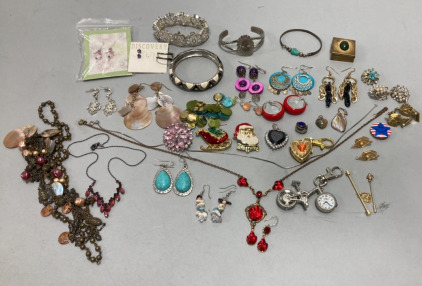 Various Costume/Craft Jewelry… Necklaces, Earings, Bracelets, Tie Pins, Key Chain